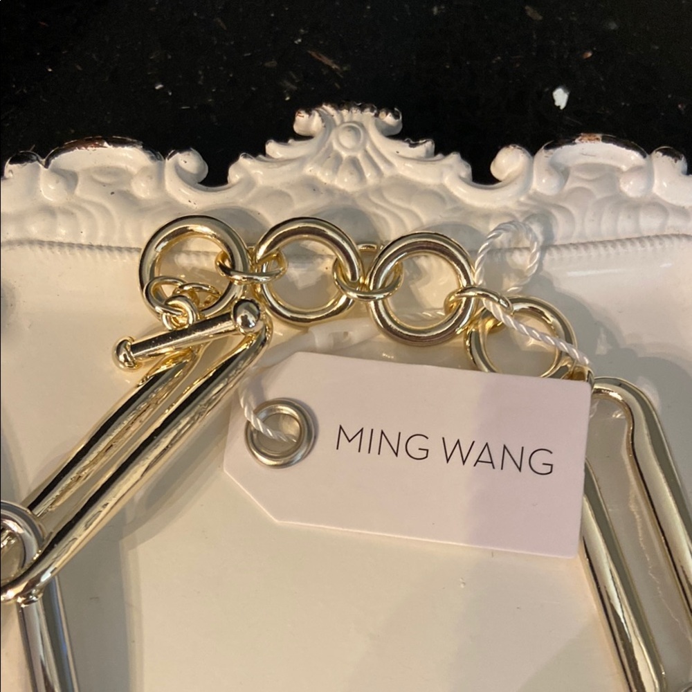*NWT MING WANG Two Tone Short Link Collar Toggle Closure Necklace - Picture 5 of 7
